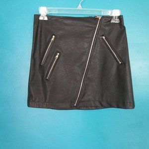 Zipper Galore Black Leather like Mini Skirt